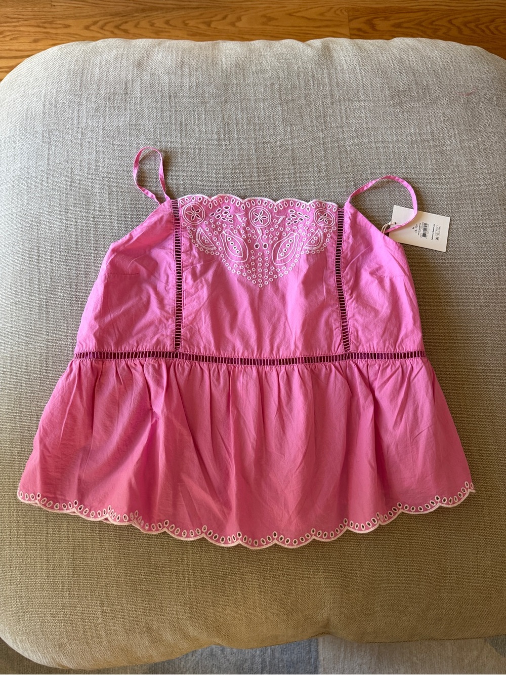 Pink Embroidered Eyelet Camisole Top
